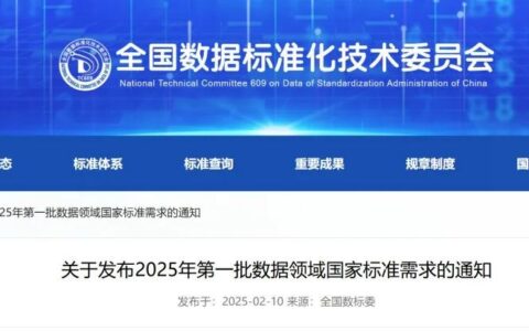 全国数标委发布2025年首批数据领域国家标准需求清单